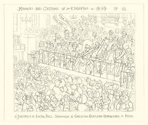 A Prospect of Exeter Hall Showing a Christian Gentleman Denouncing the Pope