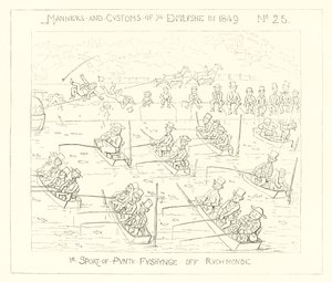 The sport of punt fishing off Richmond (1849) by Richard Doyle