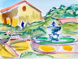 Father Serra Statue and Fountain, Carmel Mission, 2019