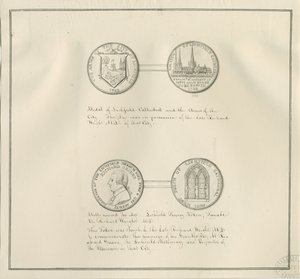Lichfield - Medals of Lichfield Cathedral and the City Arms, and a portrait of Richard Greene