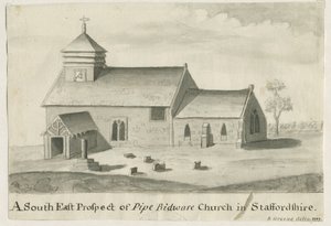 Pipe Ridware Church: sepia painting, 1777