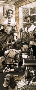 A 17th Century Boy Kneels in Front of His Father in Penitence by Richard Hook