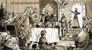 An announcement is made at the Great Hall of the castle by Richard Hook