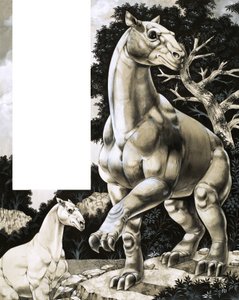 Moropus, an ancient type of horse with three enormous claws by Richard Hook
