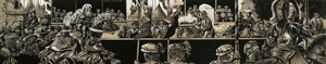 Panoramic view of a jousting tournament by Richard Hook