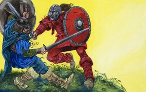 The Red Knight Fells Balin with a Mighty Blow by Richard Hook