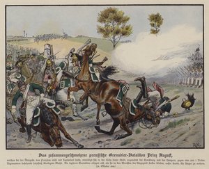 Grenadier Battalion of Prince Augustus of Prussia at the Battle of Prenzlau, 28 October 1806 by Richard Knotel