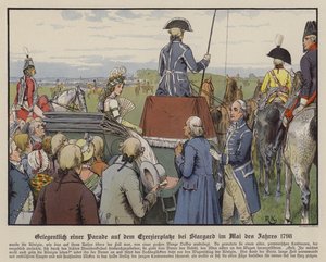 Queen Louise of Prussia at a parade on the parade ground at Stargard, May 1798
