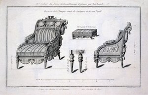 Turkish Style Bergere Armchair, from Oeuvres Diverses de Lalonde, Decorateur et Dessinateur, Published 1780-96