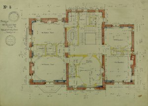 William Borden Residence, Chicago, Illinois, Second Story Plan by Richard Morris Hunt