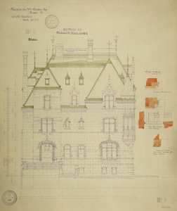 William Borden Residence, Chicago, Illinois, South Elevation by Richard Morris Hunt