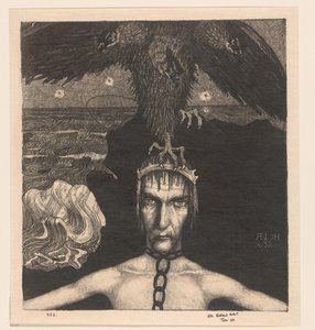 Chained Man with Three-Headed Bird of Prey on His Head by Richard Nicolaüs Roland Holst (signed by artist)