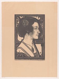 Portrait of an Unknown Woman (Sketch Design for Portrait in Stained Glass) by Richard Nicolaüs Roland Holst (signed by artist)