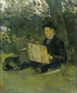 Jan Verkade (1868-1946) Painting Under a Tree at Hattem