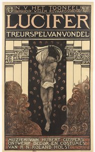 N.V. Het Toneel. Dir. Willem Royaards. Lucifer Tragedy by Vondel. Music by Hubert Cuyper. Design, Decor, Costumes by R.N. Roland Holst.