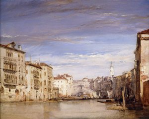 A View of the Grand Canal Venice, from the Palazzo Bernardo Looking Towards the Rialto Bridge by Richard Parkes Bonington