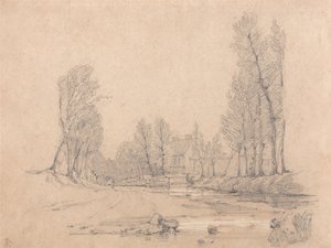 A Wooded Stream and a Farmhouse in Normandy by Richard Parkes Bonington
