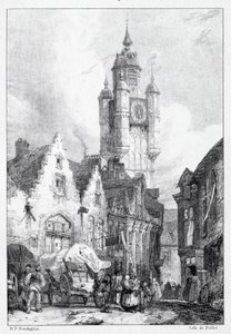 Bergues: La Tour du marché by Richard Parkes Bonington