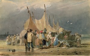 Fisherfolk on a Beach, a Storm Approaching