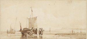 Fishing Boats on the Sands on the Normandy Coast by Richard Parkes Bonington
