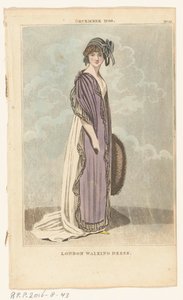 Magazine of Female Fashions of London and Paris, No.22, December 1799. London Walking Dress