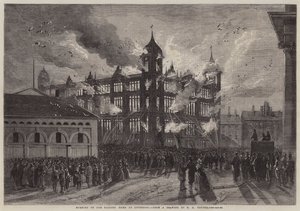 Burning of the Sailors Home at Liverpool by Richard Principal Leitch