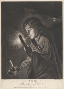 Night - Boy blowing Charcoal