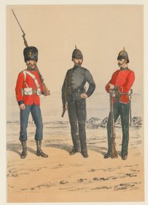 Three British Soldiers, Nine Depictions of British Military Uniforms (series title) by Richard Simkin
