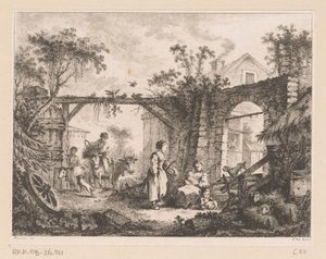 View of a Courtyard with a View Through a Gate to a House by Richard de Saint Non