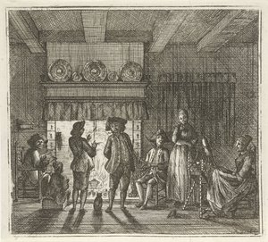 Interior with Figures by an Open Hearth by Rienk Jelgerhuis