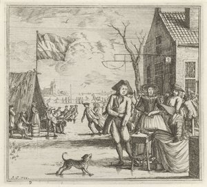 Winter Landscape with Inn and Skaters from The Winter, Winter Scenes by Rienk Jelgerhuis