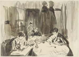 Interior with Three Figures by Lamplight by Rik Wouters