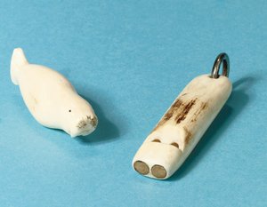Model of a walrus and a whistle by Roald Engelbergt Gravning Amundsen
