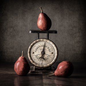 Vintage Scale with Pears by Rob Ryan