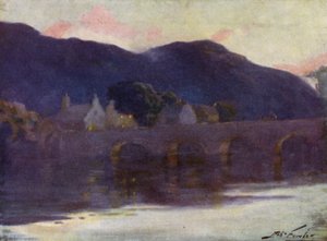 Bridge, Cwm-y-Glo, Evening by Robert (after) Fowler