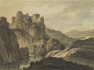 A River Landscape with a Castle on an Escarpment (1780)
