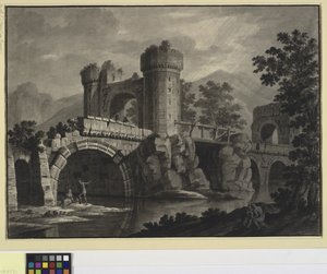 Architectural Fantasy of a Ruined Bridge in a Landscape