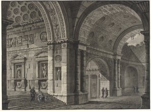 Architectural Fantasy of the Interior of an Ancient Building with Partially Ruined Vaults by Robert Adam