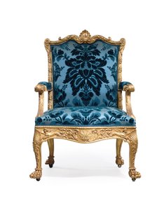 One of a pair of George III giltwood armchairs by Robert Adam