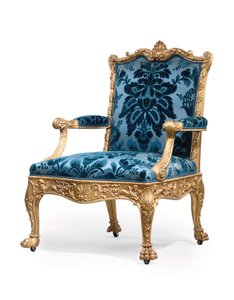 One of a pair of George III giltwood armchairs by Robert Adam