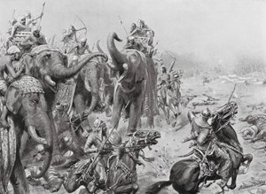 Babar introduces Field Guns at Panipat by Robert Ambrose Dudley