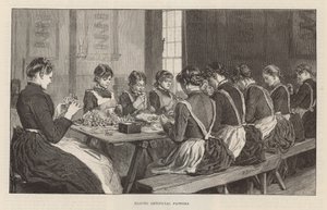 The London Flower Mission, Clerkenwell Close, London - Making artificial flowers by Robert Barnes