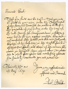 Letter from Admiral Robert Blake to the Commissioners of the Admiralty, 25th August 1654 by Robert Blake