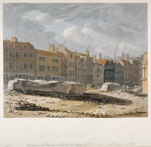 Remains of London Wall which were pulled down in 1817, City of London by Robert Blemmell Schnebbelie