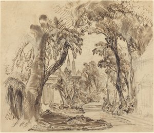 A Tree-lined Garden Path (Preliminary Sketch for "Sleeping Beauty and the Beast"?)