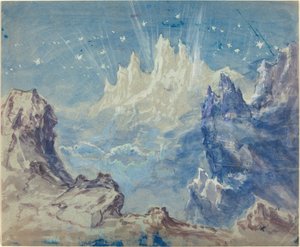 Fantastic Mountainous Landscape with a Starry Sky
