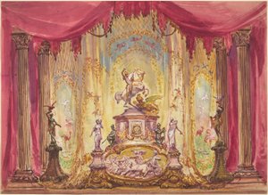 Stage Set with a Statue Of Saint George Slaying the Dragon by Robert Caney
