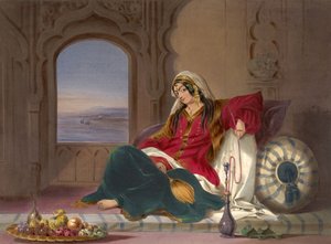 Kandahar Lady of Rank, Engaged in Smoking, 1848