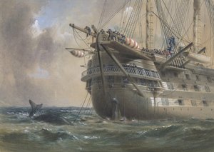 H.M.S. Agamemnon Laying the Atlantic Telegraph Cable in 1858: a Whale Crosses the Line, 1865-66