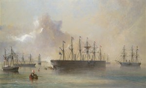 The Atlantic Telegraph Cable Fleet Assembled at Berehaven Southwest Coast of Ireland by Robert Charles Dudley